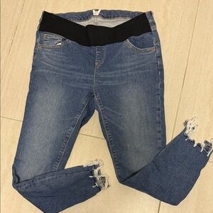 Blue Distressed Maternity Jeans